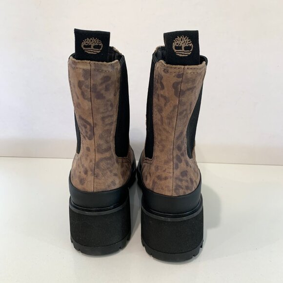 Timberland Kori Park Chelsea Boots Leather Nubuck Booties Brown Leopard Size 9 - Picture 4 of 7
